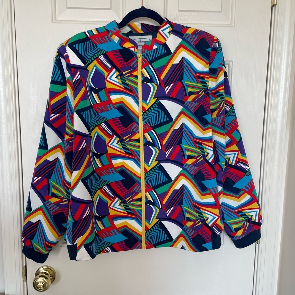 Vintage Patchington multi color 90’s design bomber jacket | L